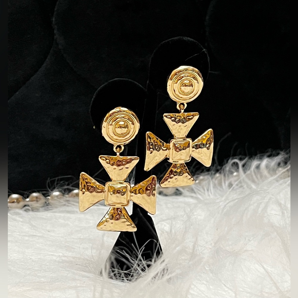 24K Gold Plated Cross Earrings (Waterproof & tarnish proof)